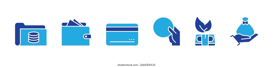 Credit card icon set.  linear vector icons for finance, banking. Includes concepts for digital payment, e-wallet, secure transaction, and money bag. Editable stroke vector illustration.