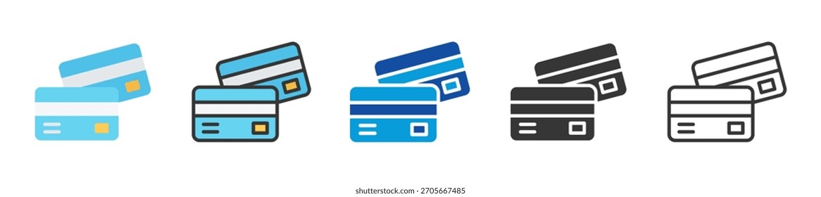 ícone de cartão de crédito definir coleção multi estilo vários