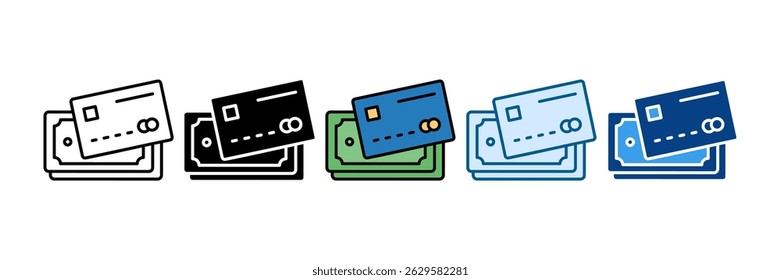 Conjunto de ícones de cartão de crédito Coleção de estilos múltiplos