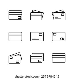 Credit card icon set. Credit card payment icon vector