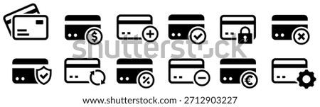 Credit Card Icon Set. Payment symbol. Vector illustration. Editable stroke