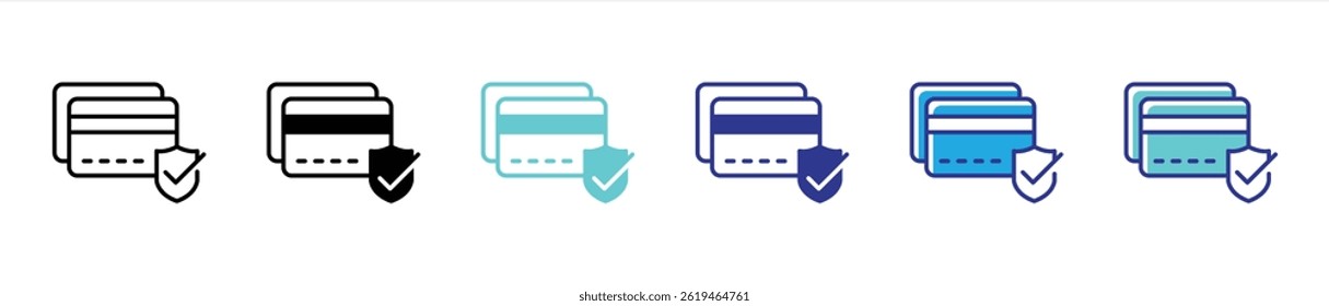 credit card icon set. secure payment thin line and color style icon for your app and web. vector illustration