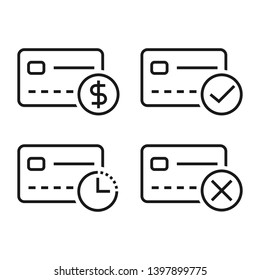 Credit card icon set. Simple line icon. Isolate on white background.