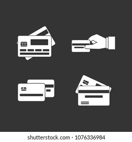 Credit card icon set vector white isolated on grey background 