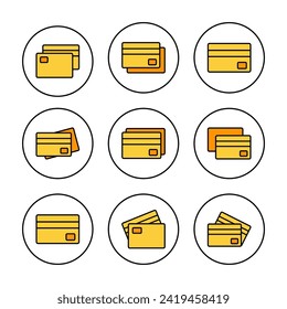 Credit card icon set vector. Credit card payment sign and symbol