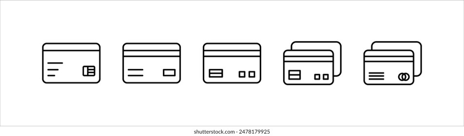 Ilustración vectorial de conjunto de iconos de tarjeta de crédito, signo y símbolo de pago de tarjeta de crédito.