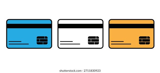 Conjunto de iconos de tarjeta de crédito. Símbolo de Vector para pagos, operaciones bancarias y compras en línea.