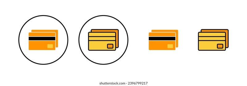 Credit card icon set for web and mobile app. Credit card payment sign and symbol