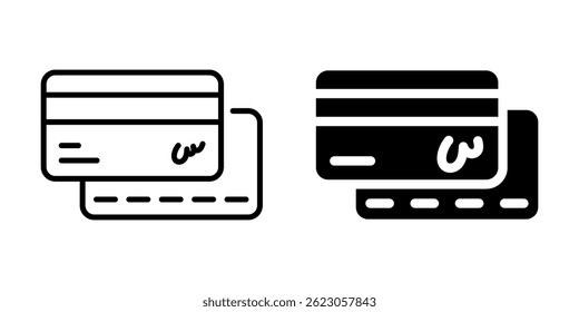 Credit card icon with signature strip and chip. Linear and silhouette style.