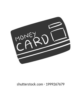 Credit Card Icon Silhouette Illustration. Bank Money Decoration Vector Graphic Pictogram Symbol Clip Art. Doodle Sketch Black Sign.