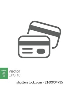 Credit card icon. Simple flat style. Business pay concept. Two cards on top of each other. Vector illustration isolated on white background. EPS 10.