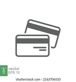 Credit card icon. Simple flat style. Business pay concept. Two cards on top of each other. Vector illustration isolated on white background. EPS 10.