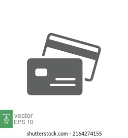 Credit card icon. Simple flat style. Business pay concept. Two cards on top of each other. Vector illustration isolated on white background. EPS 10.