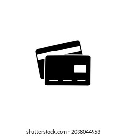 Credit Card icon in solid black flat shape glyph icon, isolated on white background 