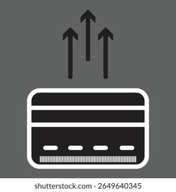 Credit card icon with stats showing payment behavior and purchase analytics for e-commerce SEO with transparent background