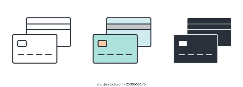 Credit card icon symbol vector illustration isolated on white background