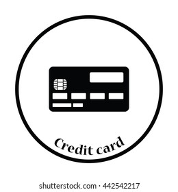 Credit card icon. Thin circle design. Vector illustration.