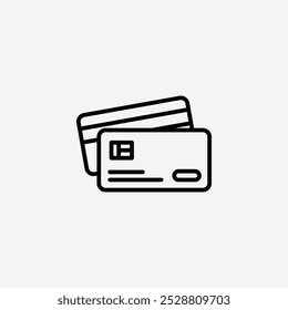 Icono de tarjeta de crédito en tres tamaños de trazo de línea diferentes.