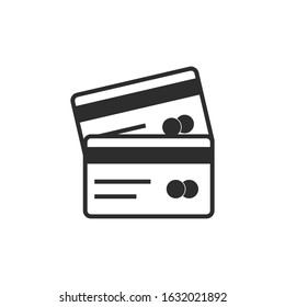 Credit card icon, Two cards on top of each other, illustration credit card isolated on white background.