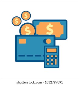 credit card icon vector. credit card with calculator icon .flat design style payment icon vector concept