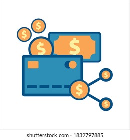 vector de icono de tarjeta de crédito. tarjeta de crédito con icono de conexión .concepto de vector de icono de pago de diseño plano