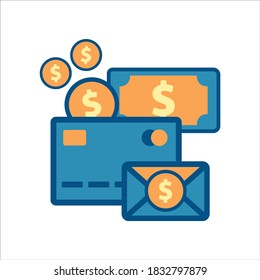 credit card icon vector. credit card with fmessage icon .flat design style payment icon vector concept