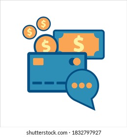 credit card icon vector. credit card with fmessage icon .flat design style payment icon vector concept