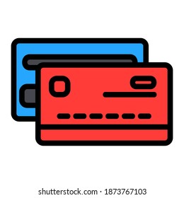 Credit Card icon vector illustration in filled line style for any projects, use for website mobile app presentation
