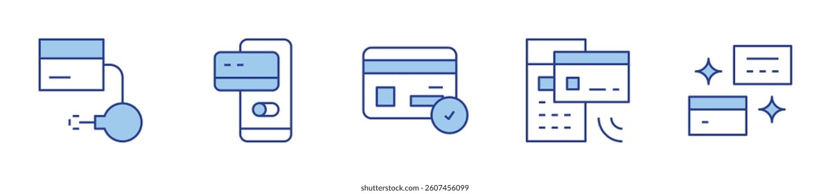 credit card, card. Credit card Icon vector illustration. Line Duotone style. Editable stroke.