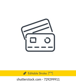Credit Card Icon / Vector - In Line / Stroke Design with Editable Stroke