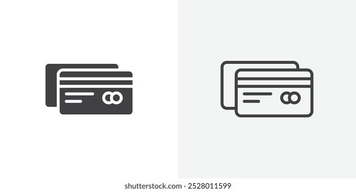 Credit card icon vector icon set in black and white color.