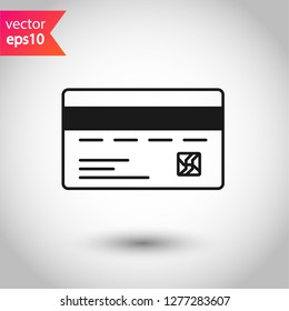 Credit card icon. Credit card vector sign. EPS 10 flat symbol. Credit card line icon.  Bank card outline icon design