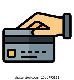Credit card icon vector. Simple icon in filled line style, suitable for graphic design, website and mobile app