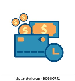 credit card icon vector. credit card with time icon .flat design style payment icon vector concept