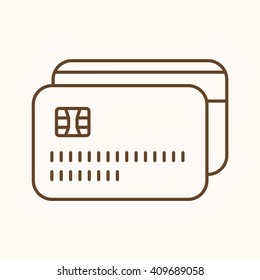 Credit card icon, vector web sign in thin lines. Banking icon flat. Design digital money icon, vector pictogram.