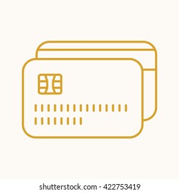 Credit card icon, vector web sign in thin lines. Banking icon flat. Design digital money icon, vector pictogram.