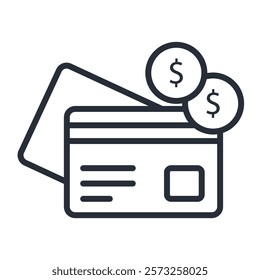 credit card icon. vector.Editable stroke.linear style sign for use web design,logo.Symbol illustration.