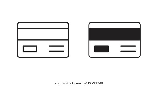 Credit card icons in black fill and line style