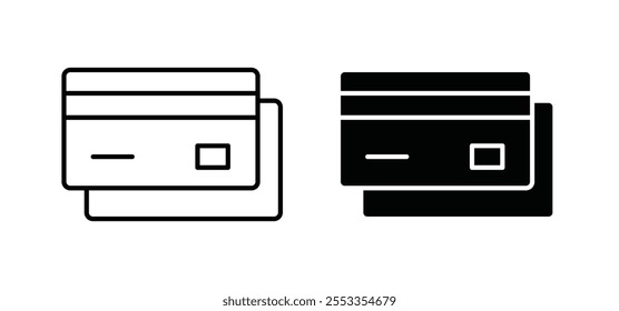 Iconos de la tarjeta de crédito en negro llenado y delineado estilo