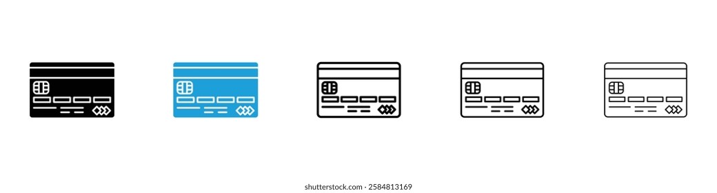 Credit card icons collection vectors in black and blue