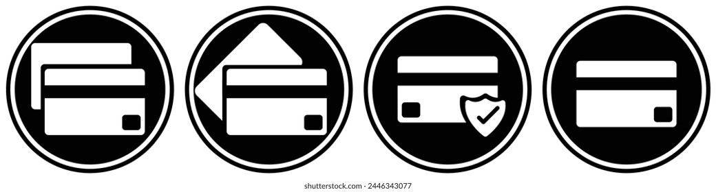 Credit card icons on white background. Vector illustration.