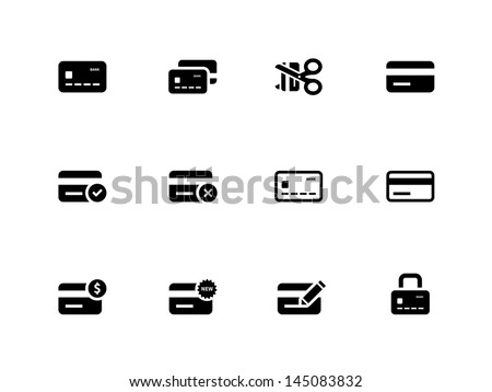 Credit card icons on white background. Vector illustration.