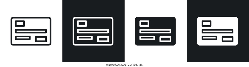 Credit card icons pack in black and white filled and outlined versions.