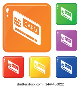 Credit card icons set collection vector 6 color isolated on white background