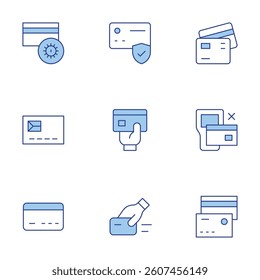 Credit card icons set. Line Duotone style, editable stroke. swipe card, credit card, transaction, credit card payment.