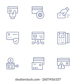 Credit card icons set. Thin Line style, editable stroke. swipe card, credit card, point of sale, transaction, payment.