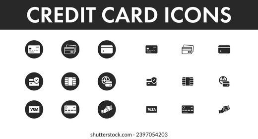 Iconos de tarjetas de crédito conjunto de diseño vectorial