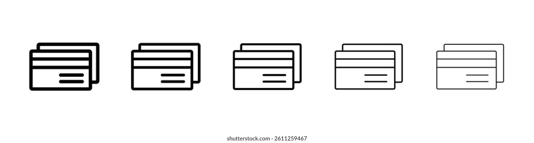 Credit card icons vector set in different stroke line style
