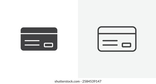 Credit card icons vectors illustrations in black fill and liner versions