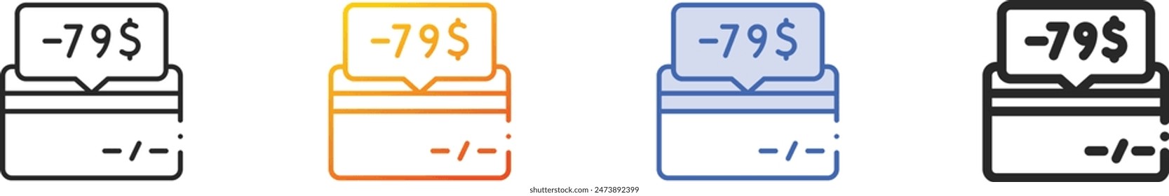 credit card icon.Thin Linear, Gradient, Blue Stroke and bold Style Design Isolated On White Background